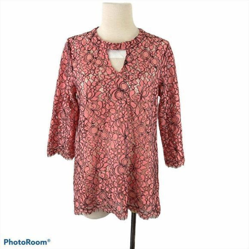 KAFFE Pink & Black‎ Lace Shirt